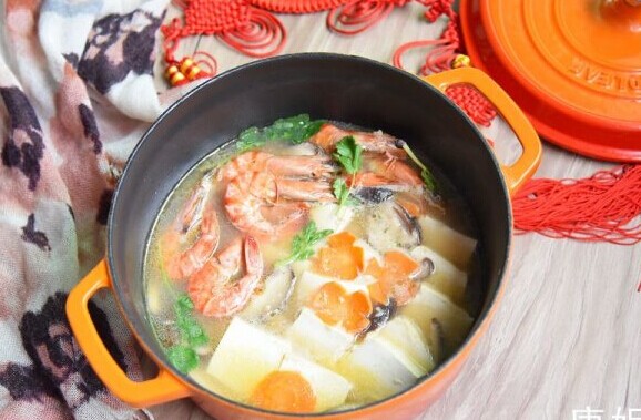 对虾什锦煲|餐饮界
